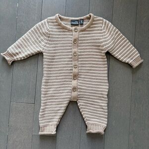 Baby One Piece in Tan Stripes, 1-2M